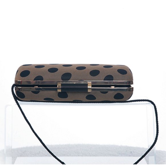 Kate Laundry Tan Crossbody or Clutch Purse w Large Black Dots - Picture 4 of 11